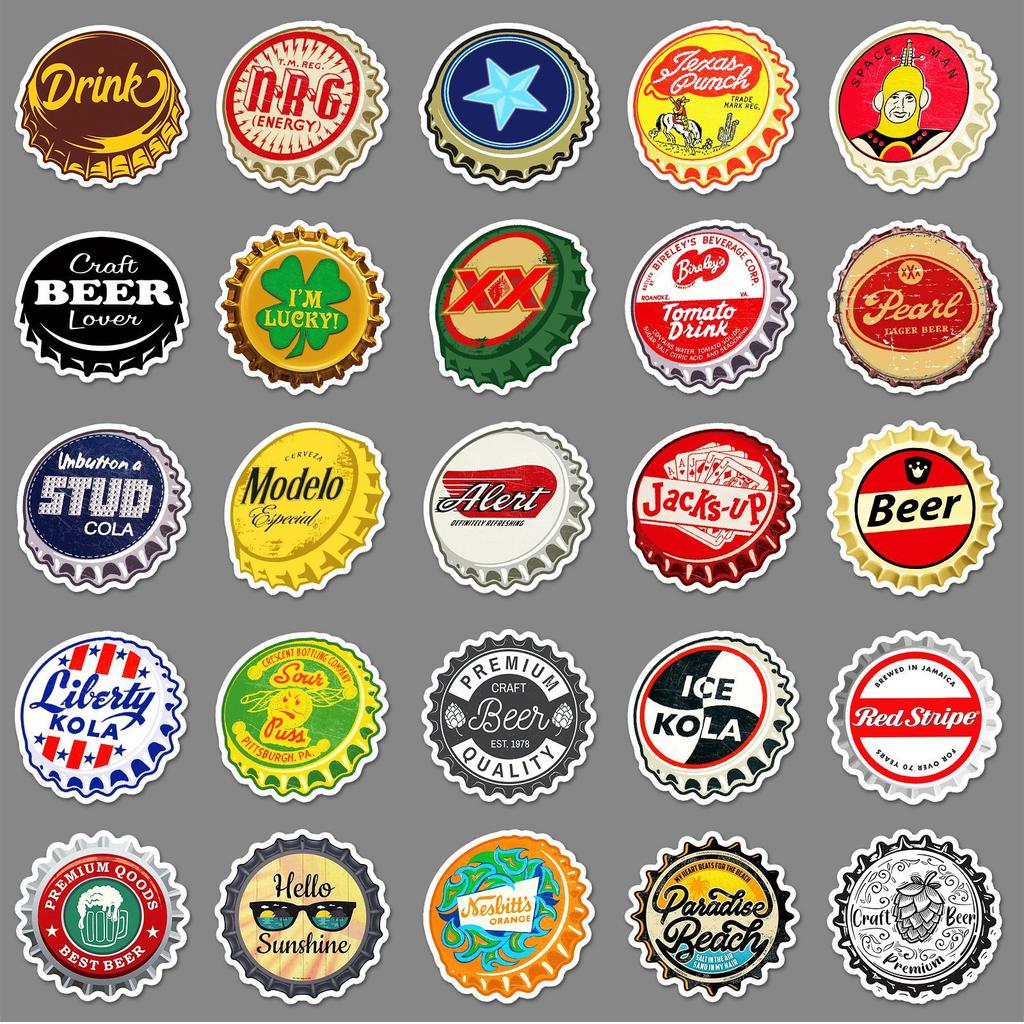 50 Retro Flaschenkappen Graffiti Aufkleber Personalisierte Dekorative Dekorative Wasserbecher Handyhülle Kühlschrankaufkleber