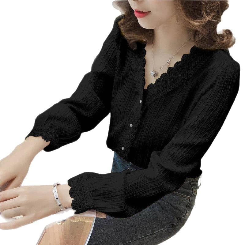 2026 Spring & Autumn White Lace Patchwork Women's Fashion Shirt - Versatile Design