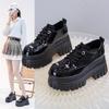 Black Loafers Women's 2025 Spring New Thick-soled Small Inner Height Increase Women's Shoes Versatile College Style Small Leather Shoes