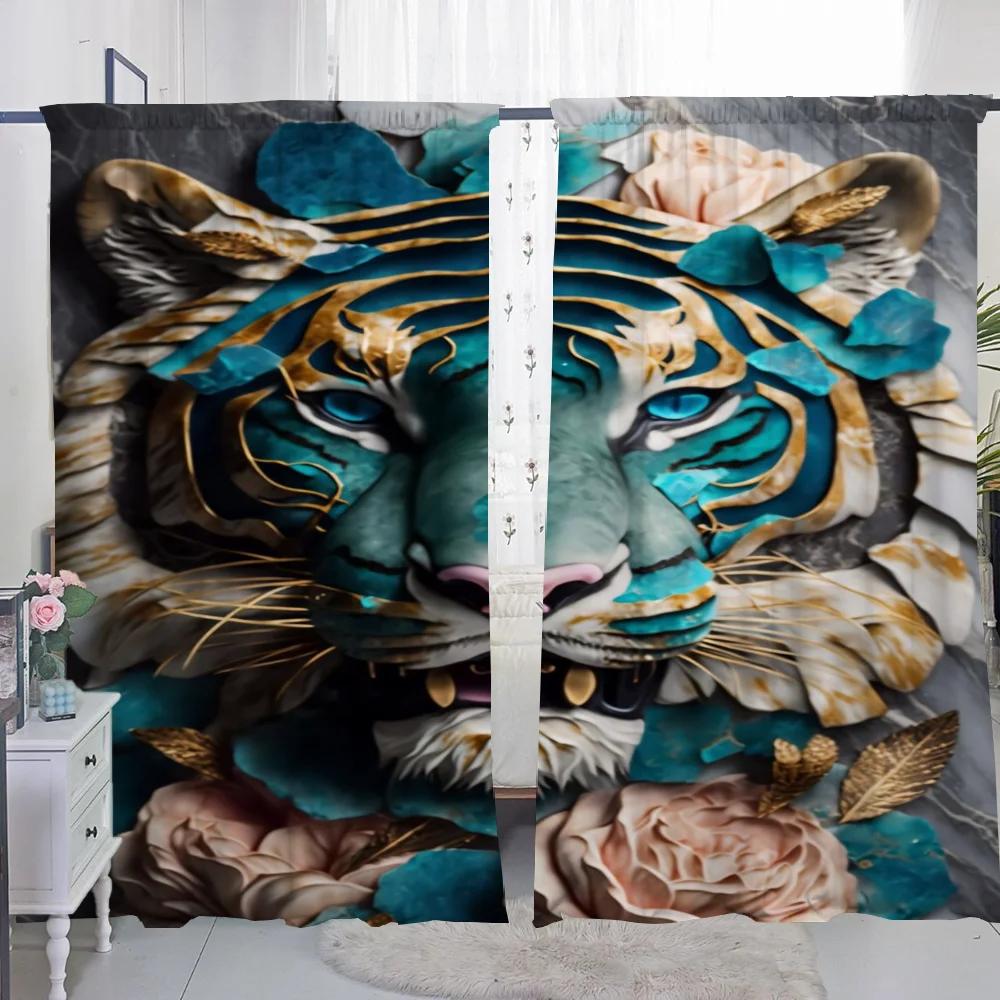 Window Home Interior Kitchen Curtains for Living Room 2 Pieces Blackout Curtains Door Curtain Trend Partition Bedroom Decoration