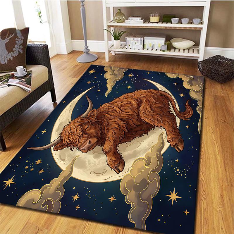 Moon animal cloud Pattern Square Carpet,Area Rug,Carpet Rug for Living Room Bedroom Sofa Playroom Decor,Non-slip Floor Mat,Holiday Birthday Gifts