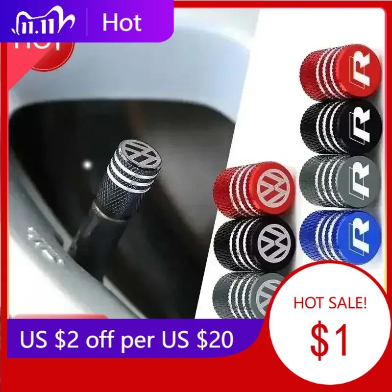 New 4pcs Car Logo Wheel Tire Stem Valve Caps Air Covers for Volkswagen Rline Golf GTI Bora Passat Jetta Beetle Tiguan Sciro