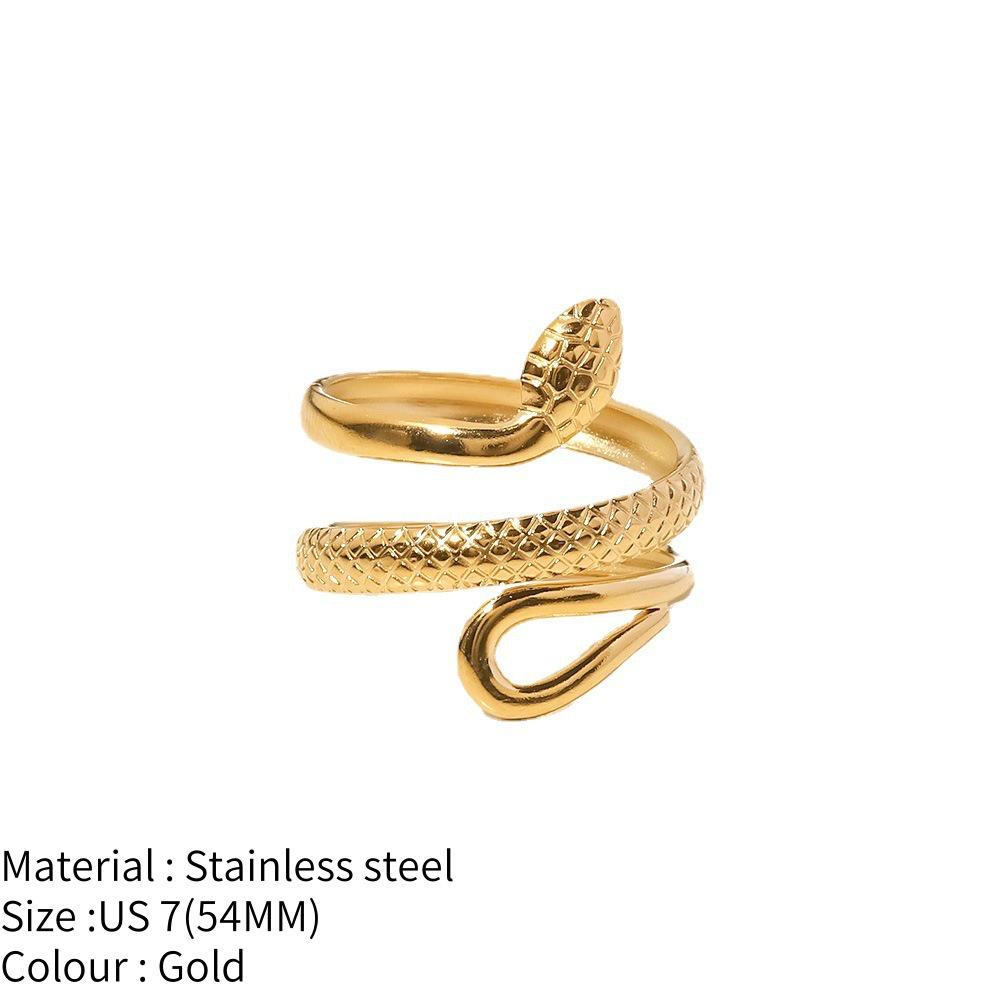 Unisex Stainless Steel Retro Snake Ring - Non-fading, Niche Design