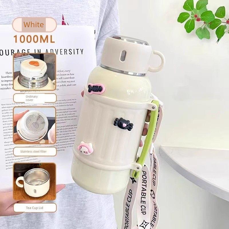 Large-Capacity Thermos Cup 2025 New Model for Male and Female Students, High-Looking 316 Stainless Steel Outdoor Portable Tea-Making Kettle