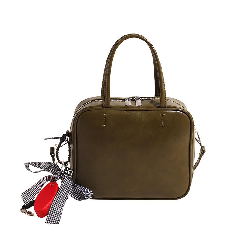 

Korean version portable briefcase women s 2025 new trendy retro small square bag simple multi-functional shoulder messenger bag no pendant