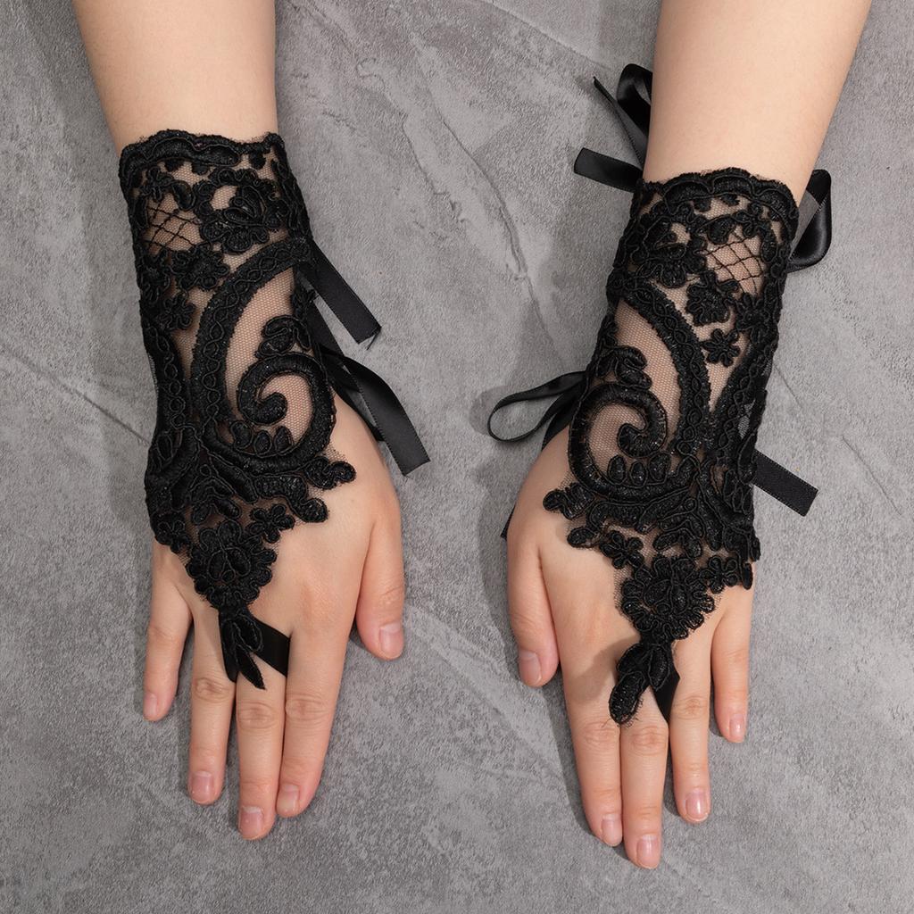 Women Wedding Fingerless Gloves Lace White Black High Quality Wedding Gloves Mittens Accessory Girl Party Sexy Gloves Guante