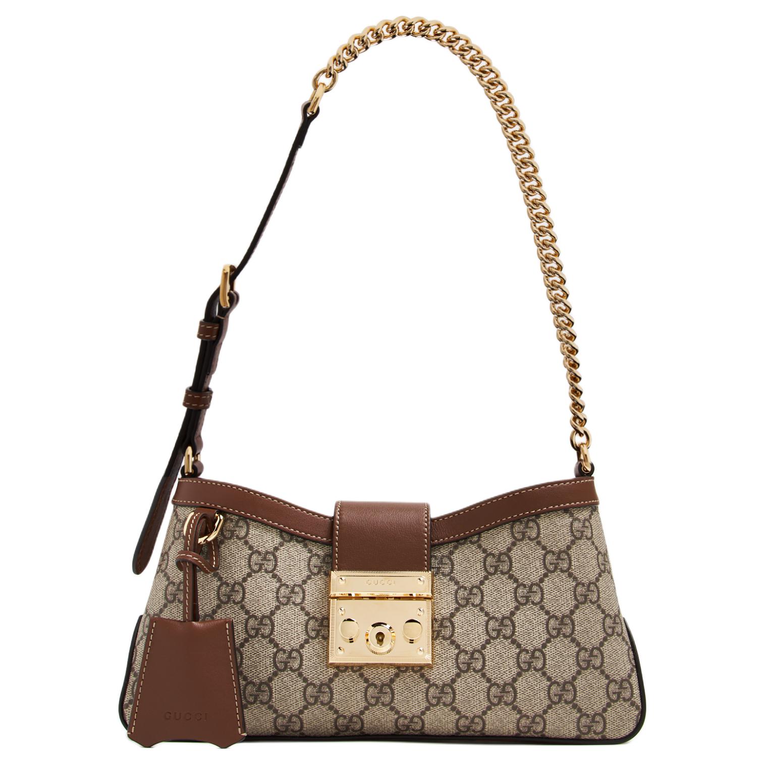 GUCCI Canvas With Leather Trim Handbag