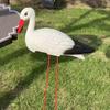 Garden White Bird Statue 23.6" Long Leg Standing Bird Sculpture Decorative Resin Ornament for Outdoor Pond Yard