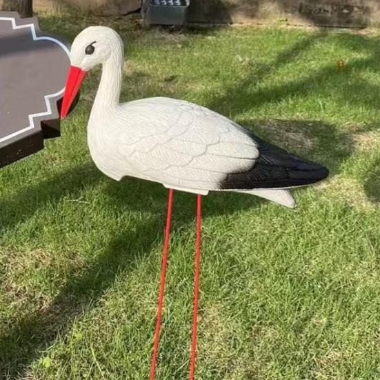 Garden White Bird Statue 23.6" Long Leg Standing Bird Sculpture Decorative Resin Ornament for Outdoor Pond Yard