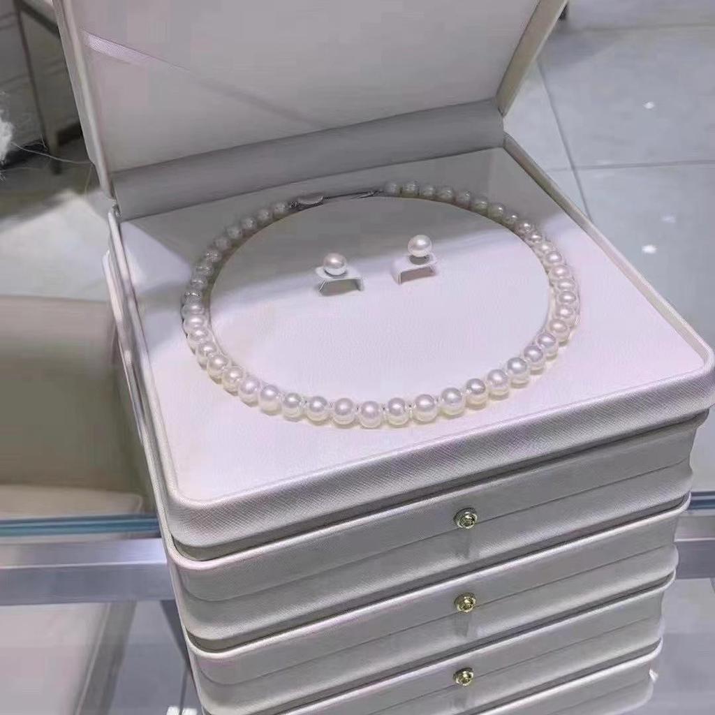 Freshwater Pearl Necklace & Stud Earrings Set - 8mm Near-Round Pearls, Ideal Mother's Day Gift