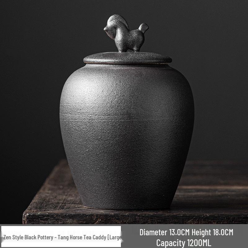 Chinese Ceramic Tea Canister: Small/Large Sealed Storage Jar for Pu'er Tea with Logo Printing