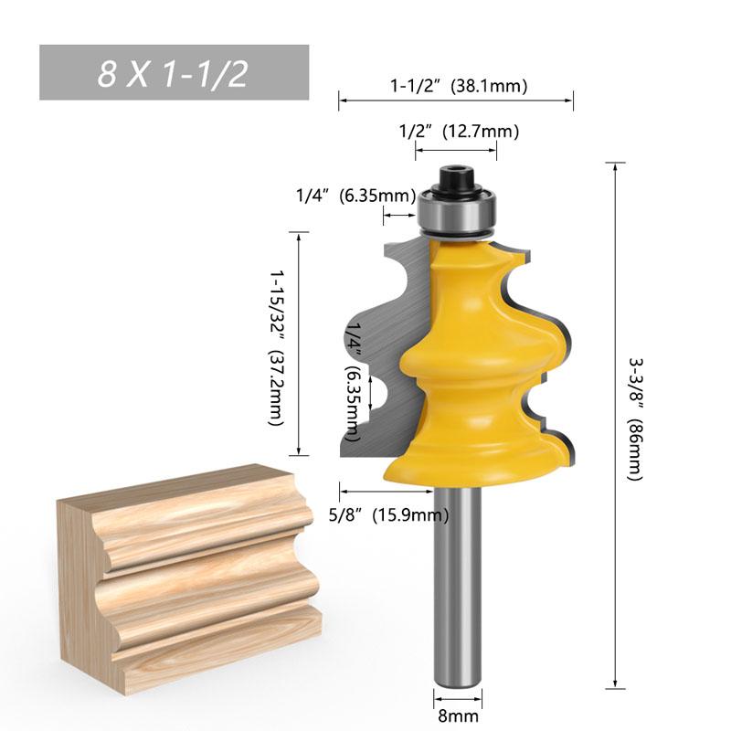 1ks 8mm stopka Architectural lisování Zábradlí Router Pouzdro bitu Základna CNC Line Dřevoobráběcí frézy Čelní fréza