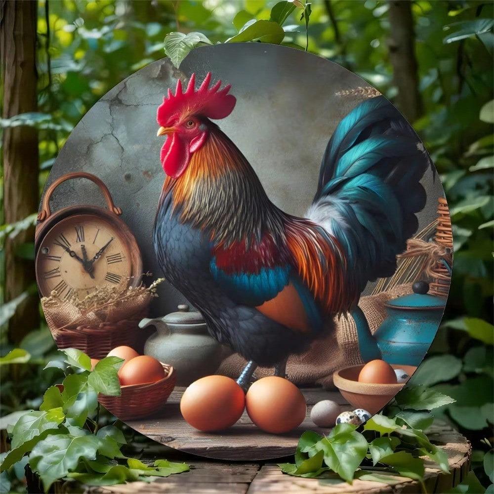 Vintage Metal Tin Sign Rooster Wall Art Home Decor Kitchen Office