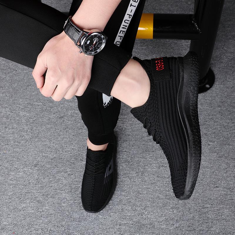 Summer new men's shoes fly-woven shoes low-top men's running shoes lazy lightweight breathable casual sports shoes