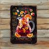 Vintage Sangria Recipe Metal Aluminum Wall Art Sign Rustic Kitchen Decor with Colorful Fruit Illustrations