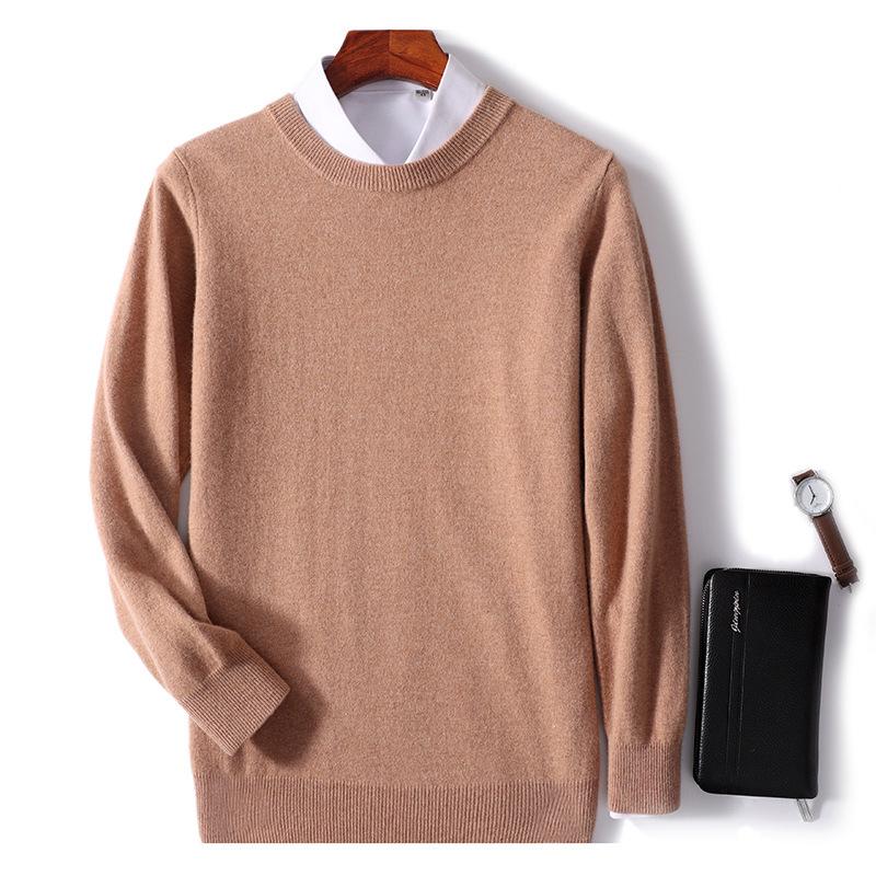 Men s Wool Sweater: Casual Business Round Neck Knit for Autumn/Winter 3XL