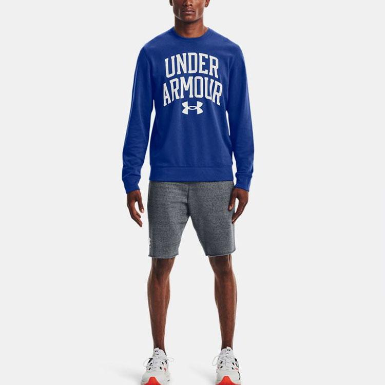 Under Armour Rival Letter Logo Print Training Crew Sweatshirt Men Sweatshirt Tech-Blue 1361561-432