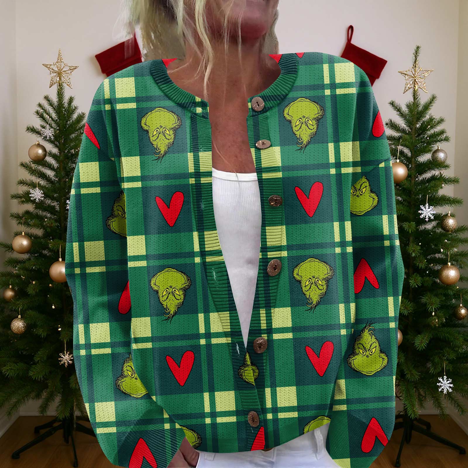 Женский рождественский свитер Милый забавный рождественский свитер Осень и зима Свитер с длинным рукавом вязаный XXL 2309₽