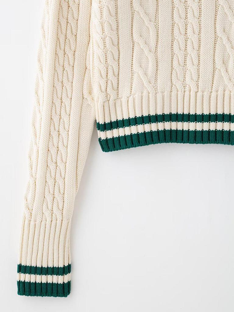 TAOP&ZA Women's Turn-Down Collar Pullover & Pleated Mini Skirt Set