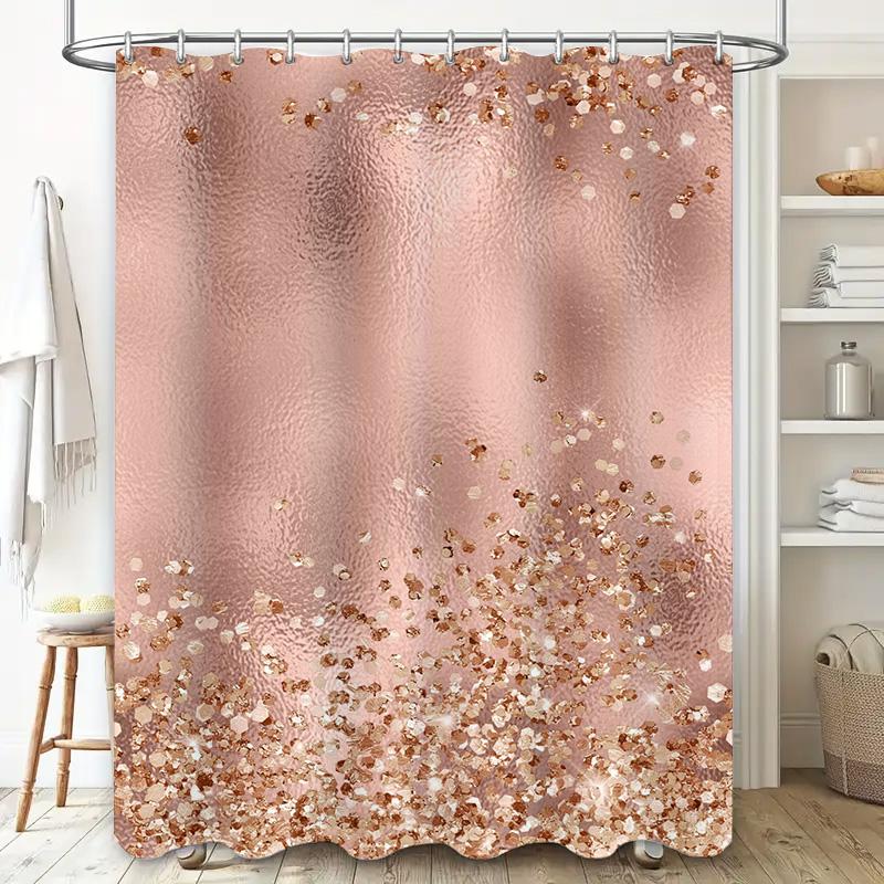 Glänzend Pink Glitzernder Duschvorhang Goldfoliengeprägt Badezimmerdekoration Dekorationen Für Badezimmerzubehör Hochzeitsfeier Fuchsie