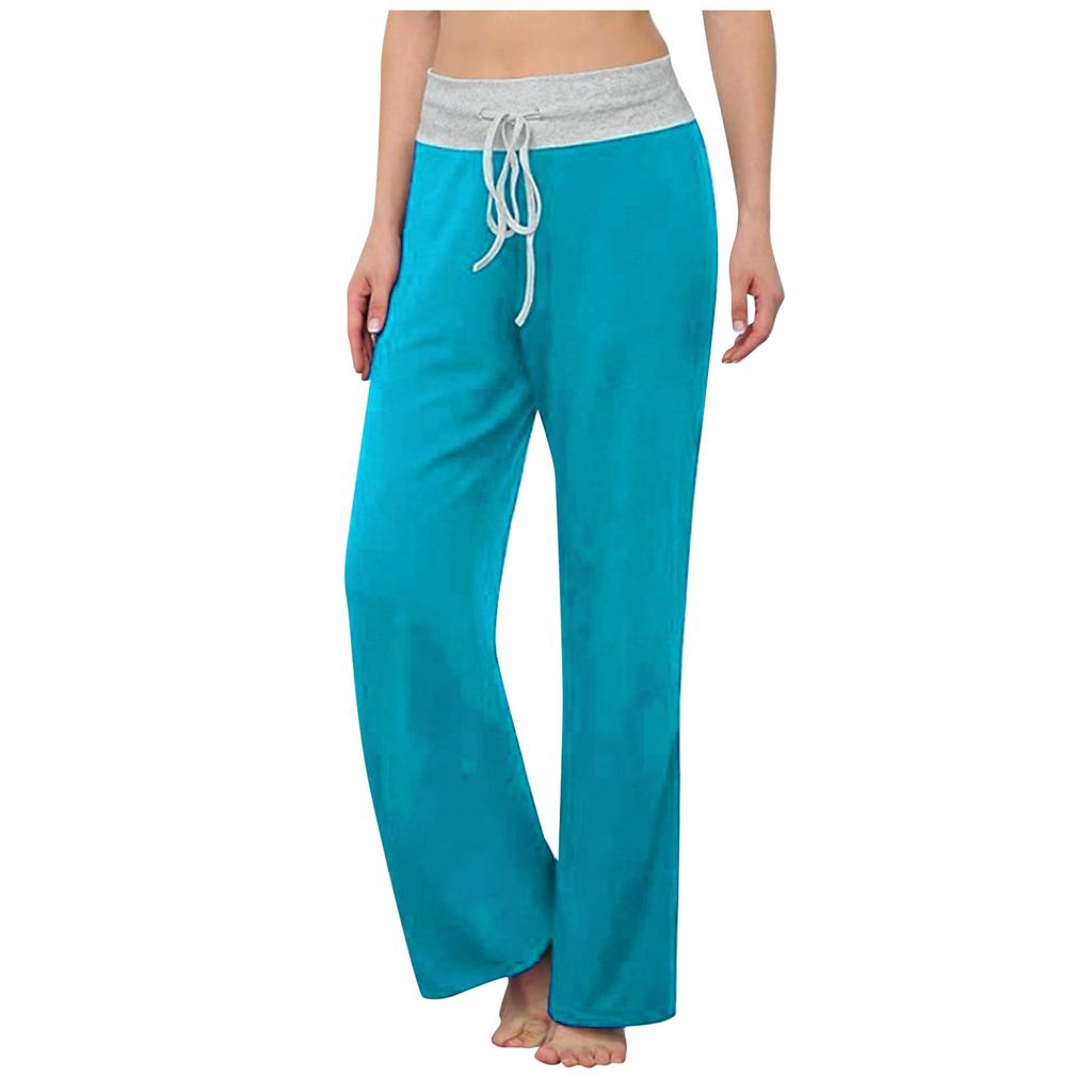 Women Wide Leg Pants Casual Stretch Yoga Pant   Pants Splicing Pants