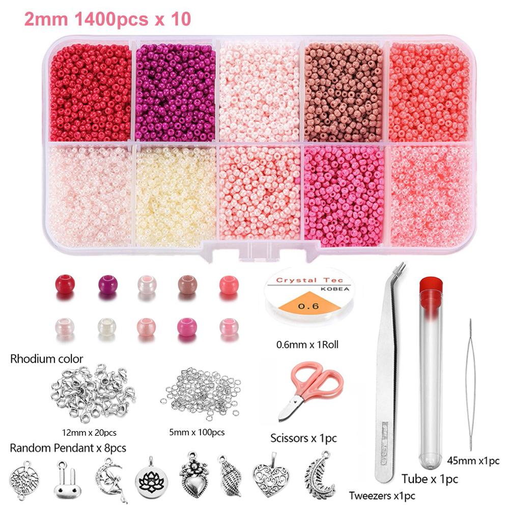 14000 Stück Tschechische Glas-Samenperlen Gürtel Box-Set Charm Perlen für DIY Ohrring Armband Halskette Schmuckherstellung Zubehör Kits