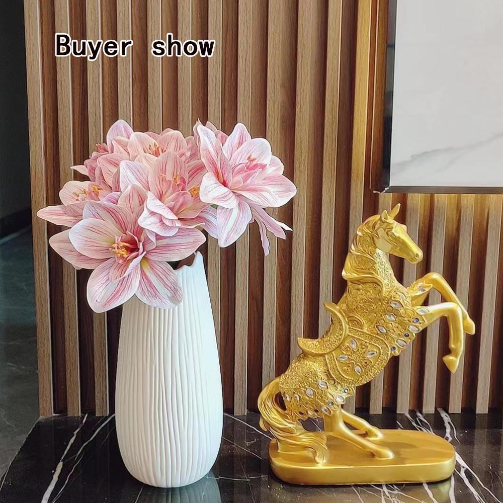 2Pcs Artificial Amaryllis Flowers Stem Real Touch Large Tropical Flowers Clivia Flowers for Vase Arrangements Home Office Decor