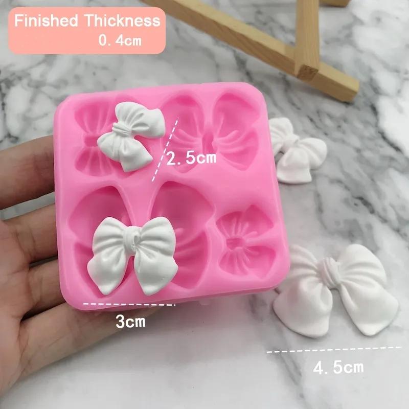 Newest 1pcs Cute Knot Bow Molds Soft Silicone Fondant Resin Art Mould Cake Decoration Pastry Kitchen Baking Accessories Tools