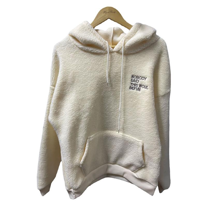 

Женские теплые мягкие толстовки с капюшоном из овечьей шерсти, свитер на осень и зиму с вышивкой, утепленные, темпераментные, ретро, повседневные, свободные, теплые топы 2XL абрикосовый