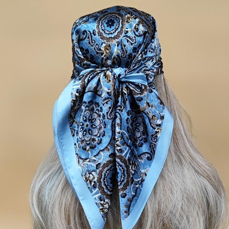 The Four Seasons Beach Kerchief New Style Sunscreen Silk Hijab Women Popular Design Headscarf Luxury 70X70CM Square Scarves