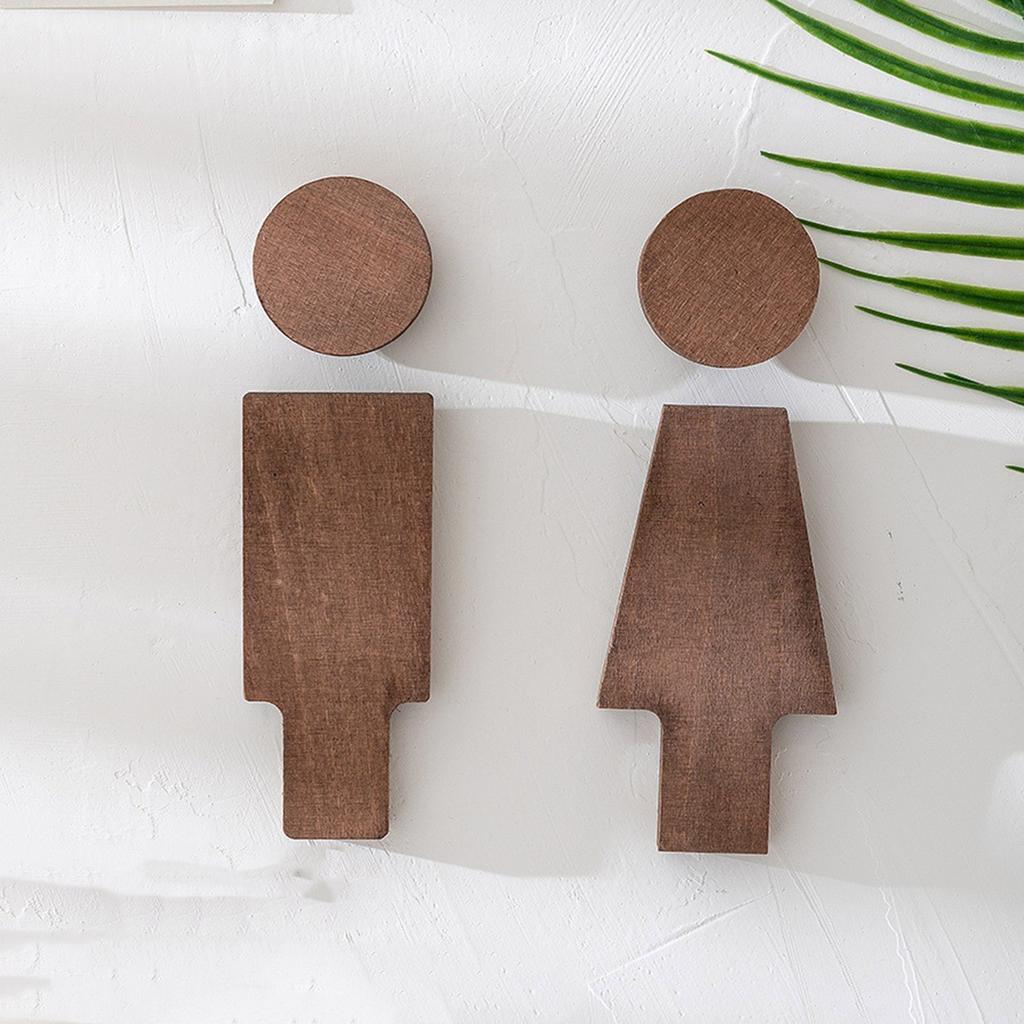 Men and Women Wood Toilet Sign Set for Home Office Restaurant Decors Bathroom Door Signs Restroom Signage Wall Decors