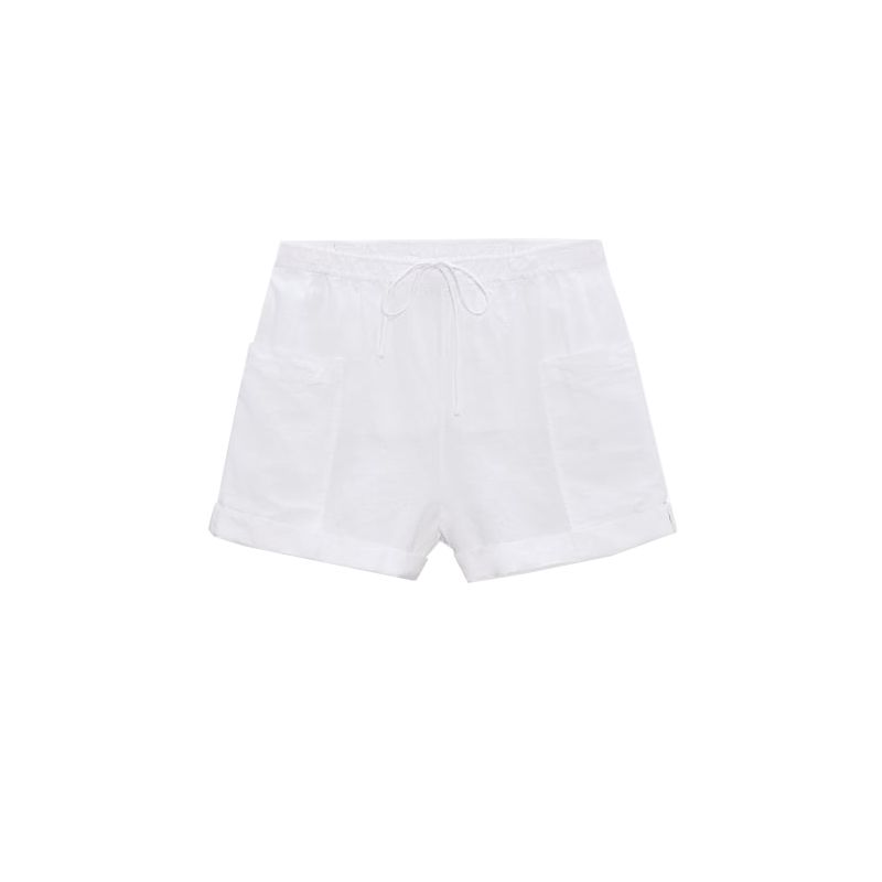 

Весна Новый Стиль Белая Свободного Кроя Рубашка с Льном, Украшенная Карманами 4877242 Повседневные Брюки-Комбинезон 4043261 White shorts L