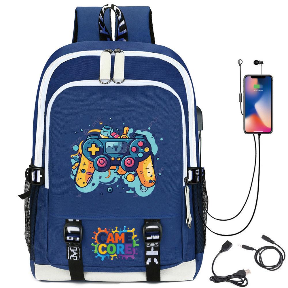 Digital Printing Gamepad Pattern Backpack Cartoon Elementary School Bag Large Capacity Usb Backpack