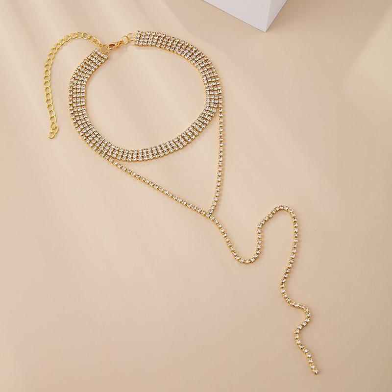 Fashion Tassel Sparkling Diamond Necklace For Girls Neck Clavicle Chain For Women Rhinestones Accessories Gift