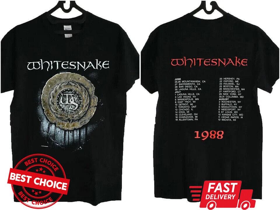 Мужская черная футболка Whitesnake Rock Concert Tour 80-х S-3XL Q3465 Унисекс футболка L