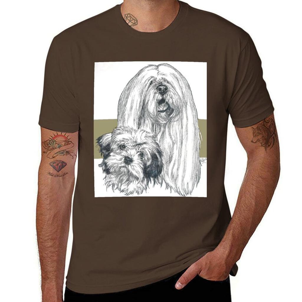 Lhasa Apso Father  Son TShirt Cotton Man Tshirts Anime T Shirts Luxury Man Plain T Shirts Men