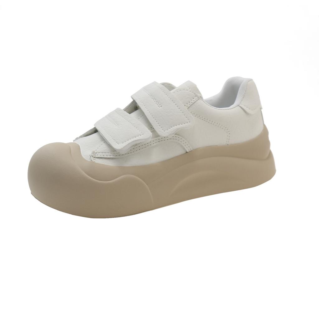 Weiße Board-Schuhe Damen 2025 Sommer Klettverschluss dicksohlige hässlich süße kleine weiße Schuhe Big Head Brotschuhe höhenerhöhende Sportschuhe