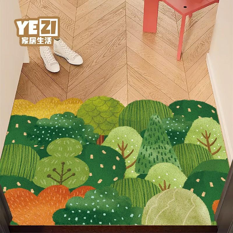Entrance Door Mat Non-slip Dirt Scraper Cuttable Cartoon Forest Design Home Use