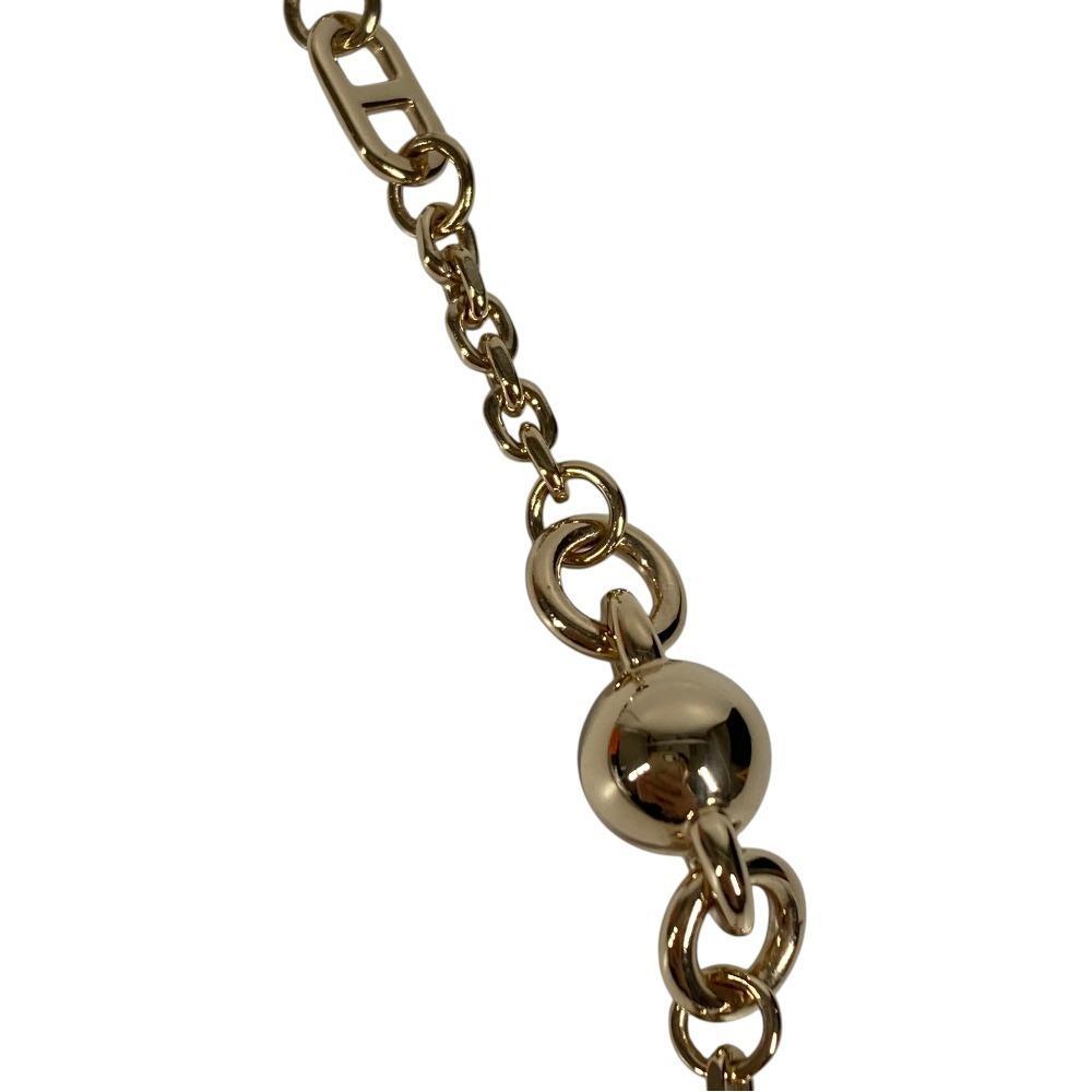 HERMES Shurmail PM Chain Jewelry Necklace Buffalo horn / Metal Gold/Brown