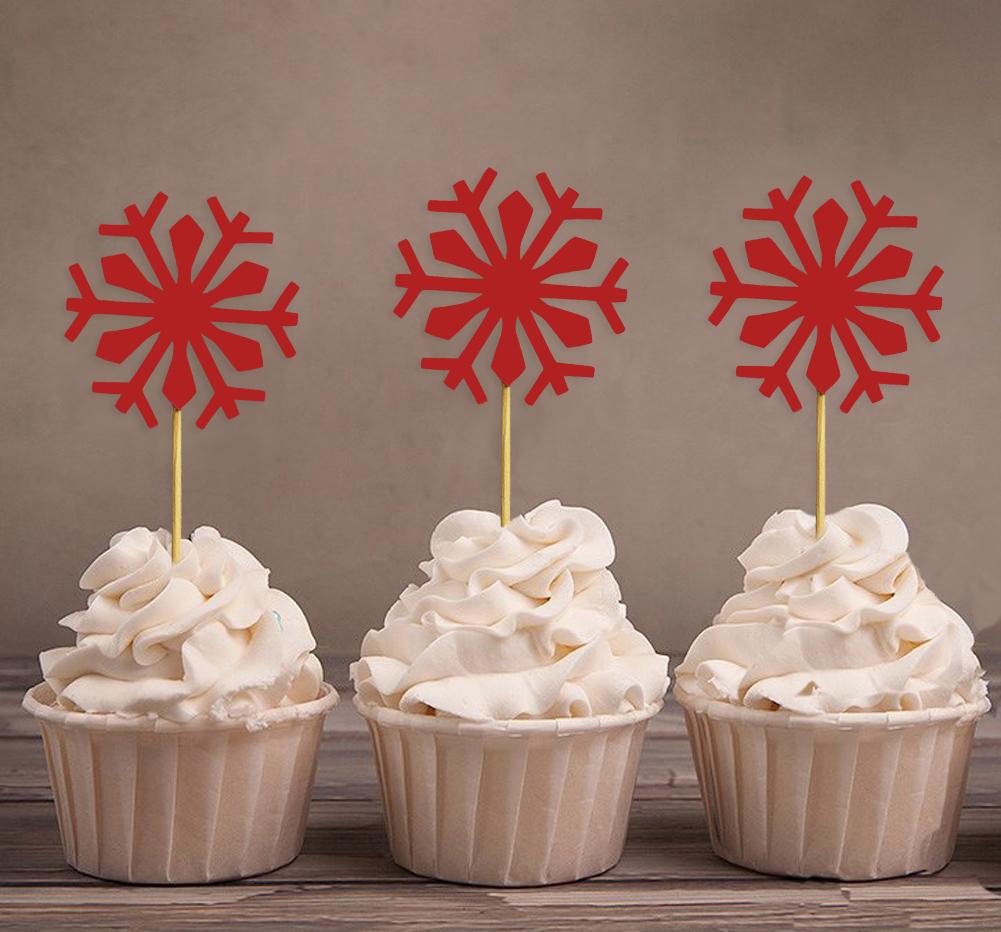 Liebling Souvenir| Weihnachtsfeier Schneeflocke Winter Cupcake Topper | Dessert-Dekorationen für Hochzeiten – Packung mit