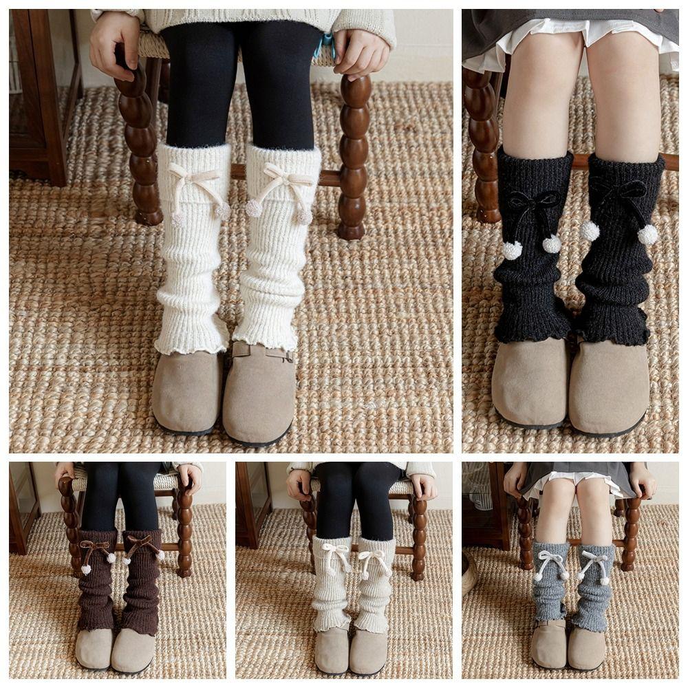 Bow Children's Leg Warmers Harajuku Kids Long Socks Casual Lolita Knitted Socks Lady