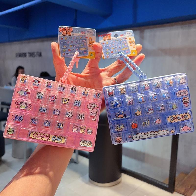 Mini Keyboard Keychain 26 Grids Creative Sea View Pendant Funny Decor for Key Ring Children's Day Gift