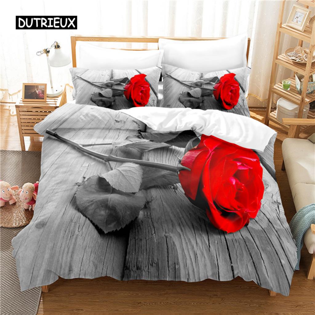 Rose Bedding Set Duvet Cover Set 3d Bedding Digital Printing Bed Linen Queen Size Bedding Set Fashion Design