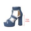 Fashion Summer Women Sandals New Platform Blue Denim Ankle Strap High Heels Shoes for Women Fashion Outdoor Sexy Peep Toe Sandals Women