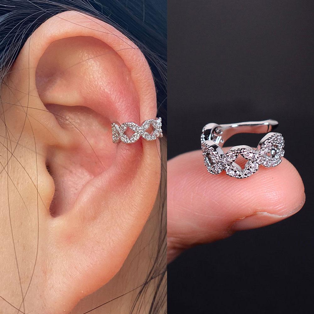 

1Piece Geometry Crystal CZ Leaf Clip Earring For Women Without Piercing Punk Vintage Star Ear Cuff Wrap Adjustable Jewelry