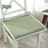 Tapis de Chaise Bordure Dentelle Rétro Coton Lin avec Liens, Style Bohème à Rayures et Carreaux Garniture de Siège de Salle à Manger, Respirant pour Tapis de Bureau d'Ordinateur