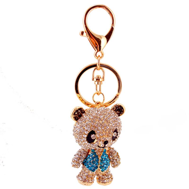 Očarujúca kľúčenka s červenou pandou a diamantovým akcentom - doplnok ku kabelke pre ženy a kovový prívesok