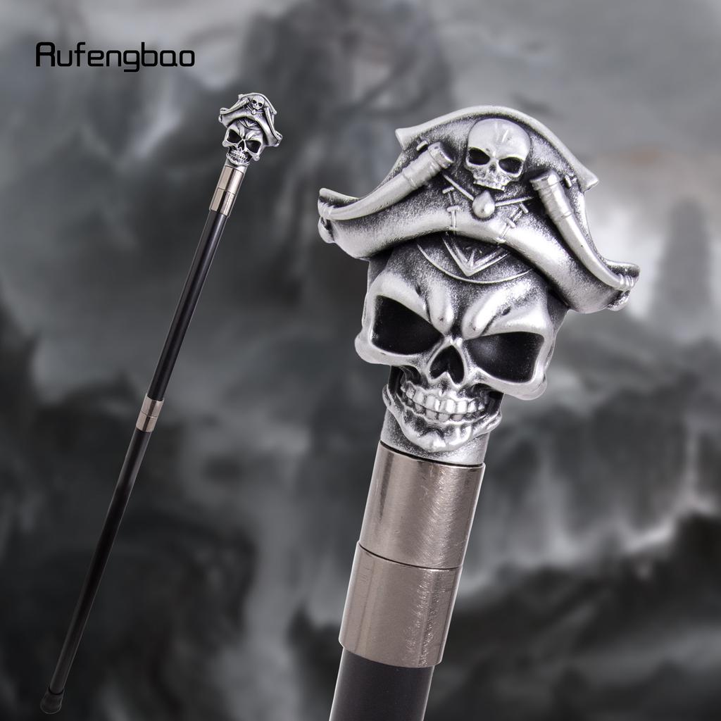 Weißer Hut Piraten Totenkopf Kopf Gehstöcke Mode Stock Dekorative Stöcke Halloween für Cosplay Partys, für Cosplay & Party 93cm