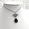 Gothic Bat Necklace Blood Drop Pendant Stainless Steel With Cross Chain For Women