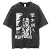 Japan Anime Bleach Zaraki Kenpachi Grafisk Printet T-shirt Mænd Kvinder Manga T-shirts Harajuku Mandlig Oversized Vasket Bomuld T-shirt